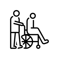 person pushing someone in wheelchair icon