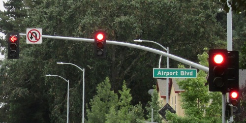 flashing red traffic light