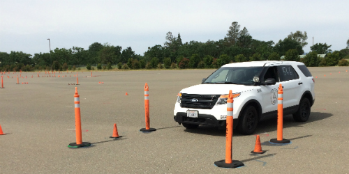 Driver Safety Vehicle Navigating Traffic Cones 500