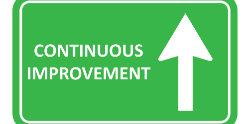 Continous Improvement Sign with Arrow Pointing Up