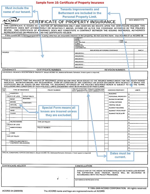 acord insurance certificate template