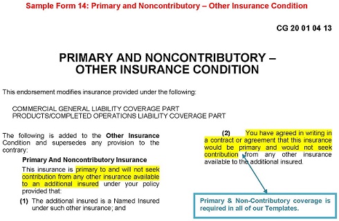 Sample Form 14 Primary And Noncontributory Other Insurance Condition