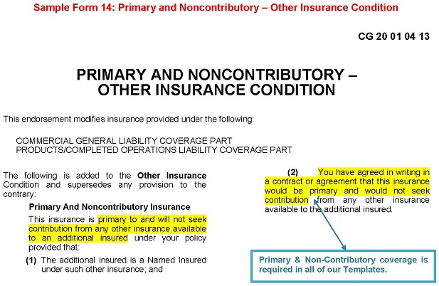 Sample Form 14 Primary And Noncontributory Other Insurance Condition Enlarged