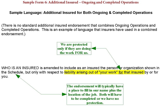 Sample Form 6 - Additional Insured Combined Ongoing and Completed Operations enlarged