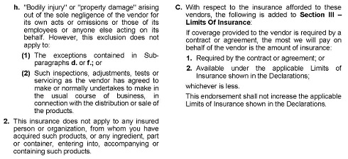 Sample Form 8 - Additional Insured Vendors Page 2