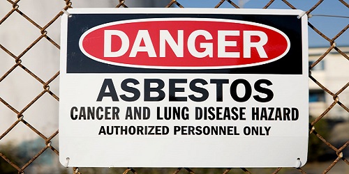 Asbestos Warning Sign on Fence