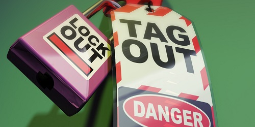 Photo of a LochOut/Tag Out Lock and Warning Tag