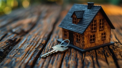 mini house figure with key