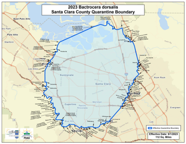 2023 Bactrocera Dorsalis Contra Costa County Quarantine Boundary 9.1.23