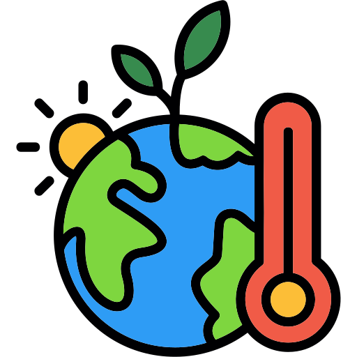 icon featuring planet earth and thermometer with high temperature